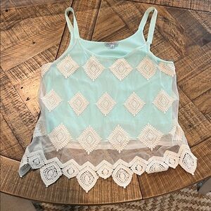 Charlotte Russe Aqua Lace Overlay Camisole